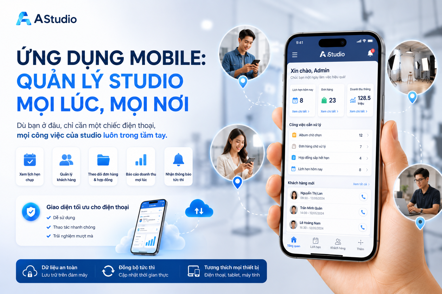 Ứng dụng mobile: Quản lý studio mọi lúc, mọi nơi
