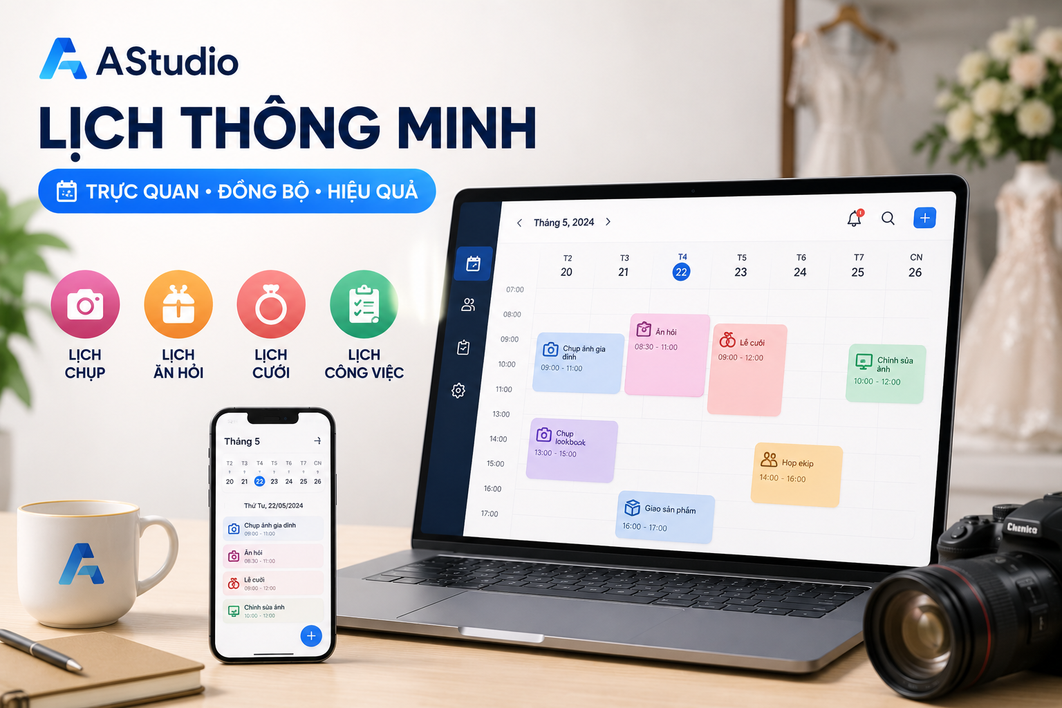 Lịch thông minh: Trực quan lịch chụp, lịch ăn hỏi, lịch cưới, lịch công việc